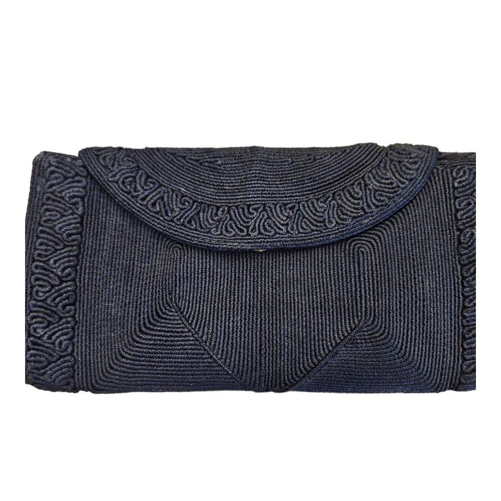 Vintage Black Woven Envelope Clutch - Picture 1 of 11